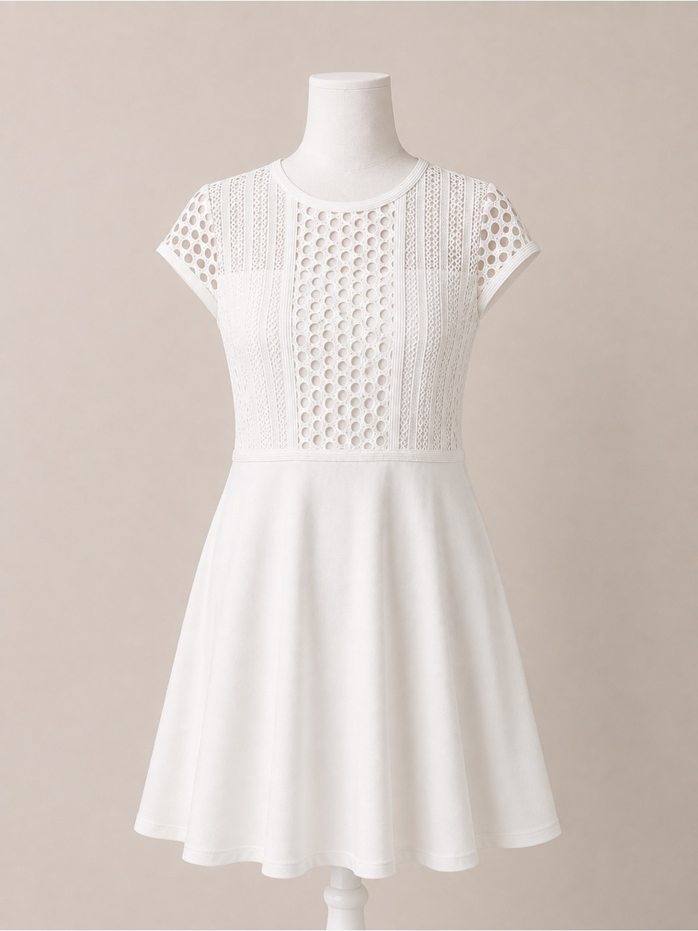 H&M White Lace Fit & Flare A-Line Dress XL NWOT